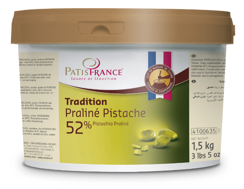 Anisana BV Notenpasta PatisFrance  Praline Pistaches 52% 1,5 kg PatisFrance Praline Pistaches 52%